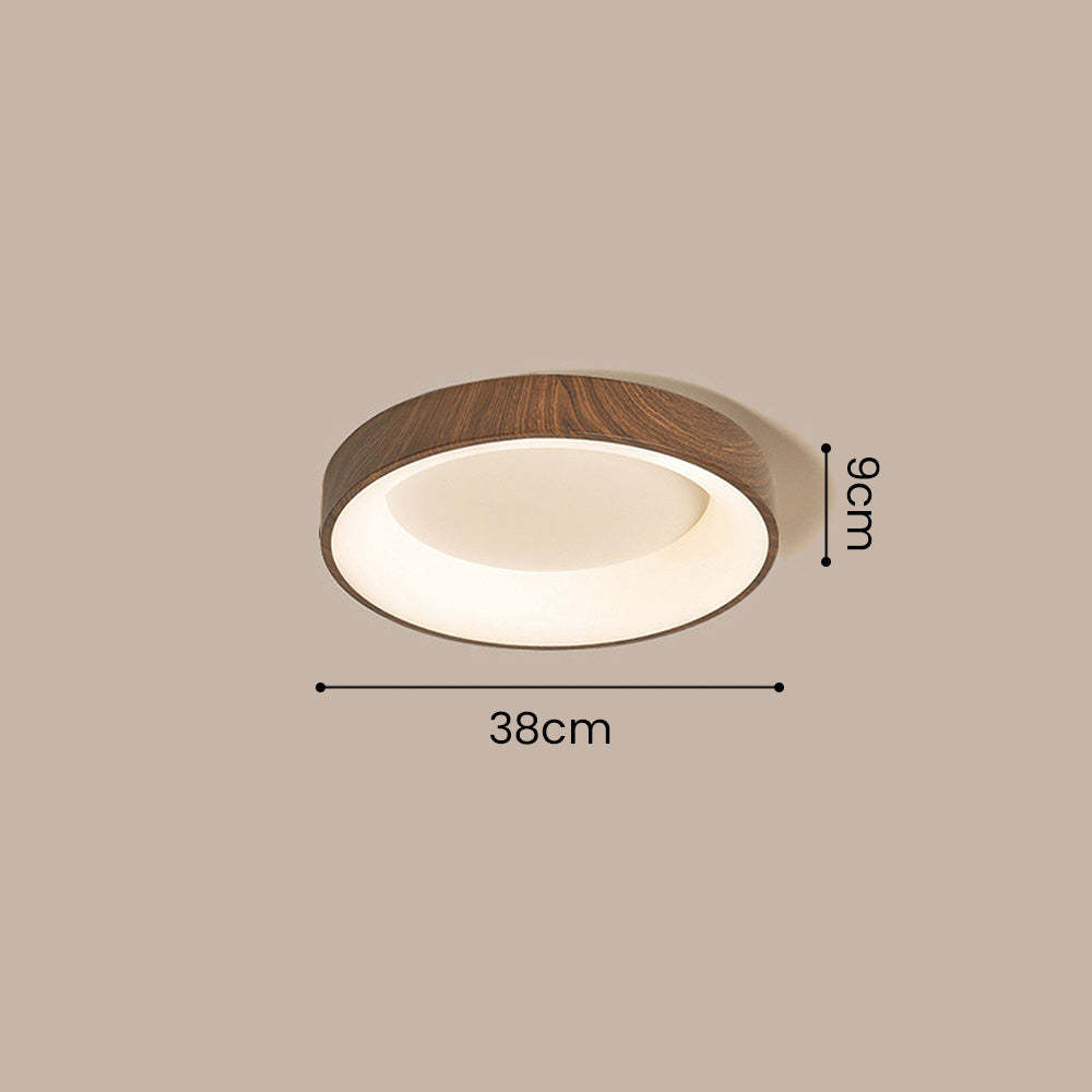 Natural Wooden Circle LED Bedroom Ceiling Light -Homdiy