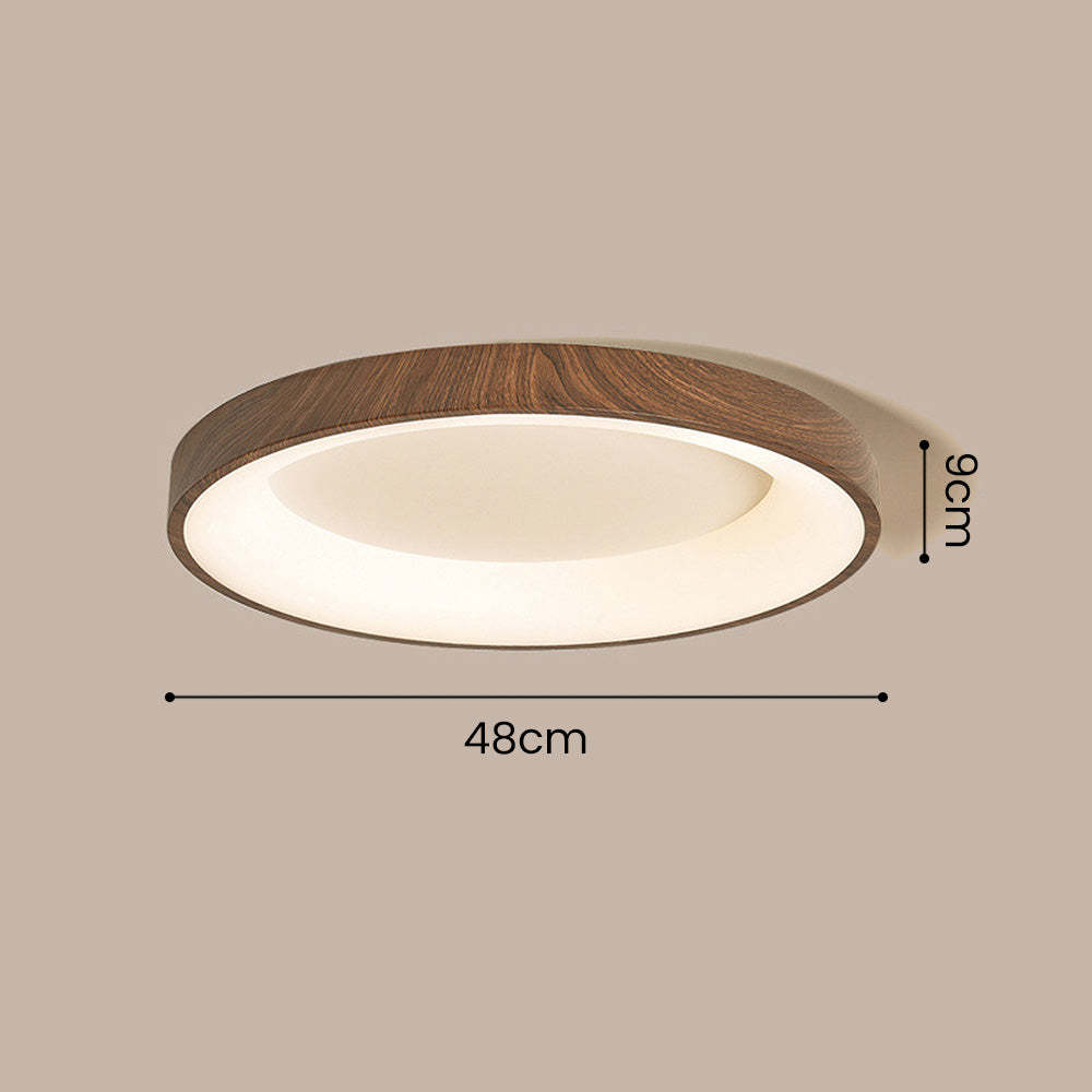Natural Wooden Circle LED Bedroom Ceiling Light -Homdiy