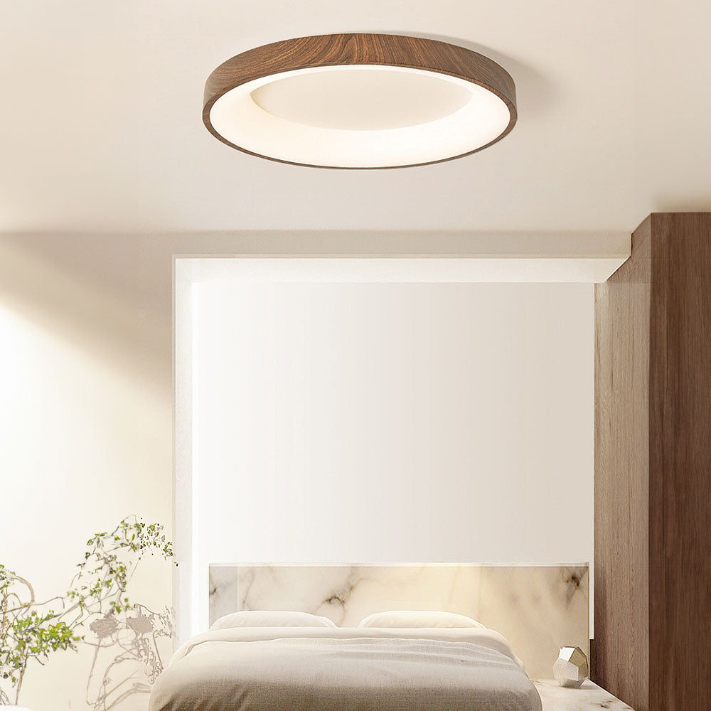 Homdiy Flush Mount Ceiling Light Wood LED Bedroom Ceiling