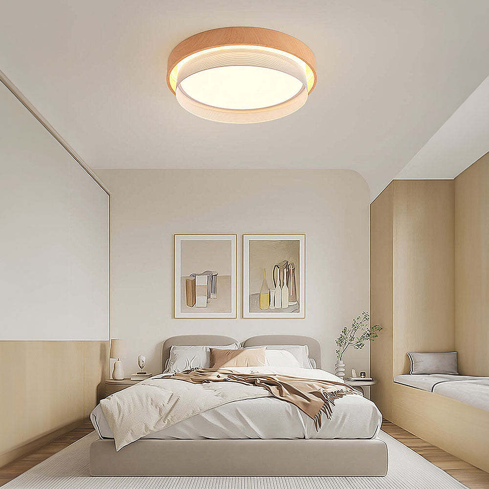 Retro Natural Round LED Bedroom Ceiling Light -Homdiy