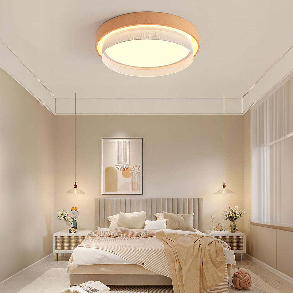 Retro Natural Round LED Bedroom Ceiling Light -Homdiy
