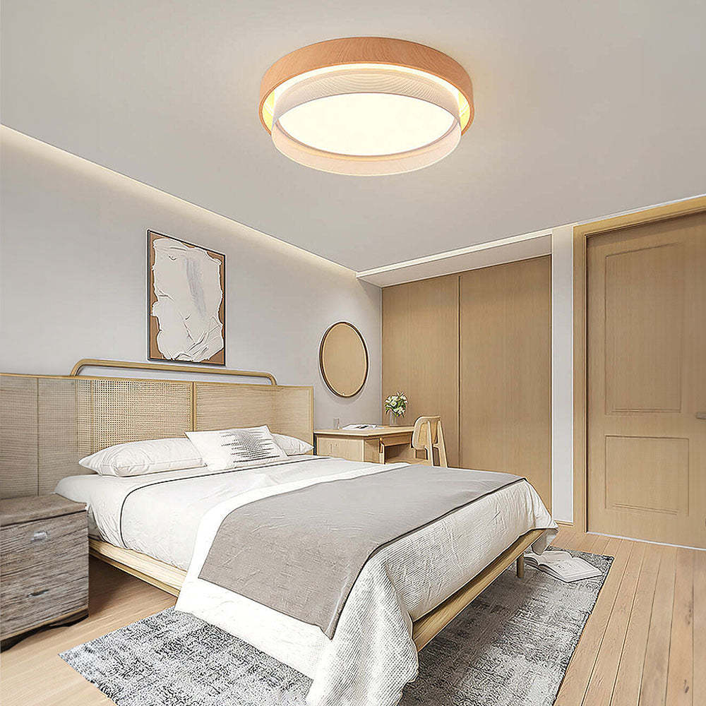 Retro Natural Round LED Bedroom Ceiling Light -Homdiy