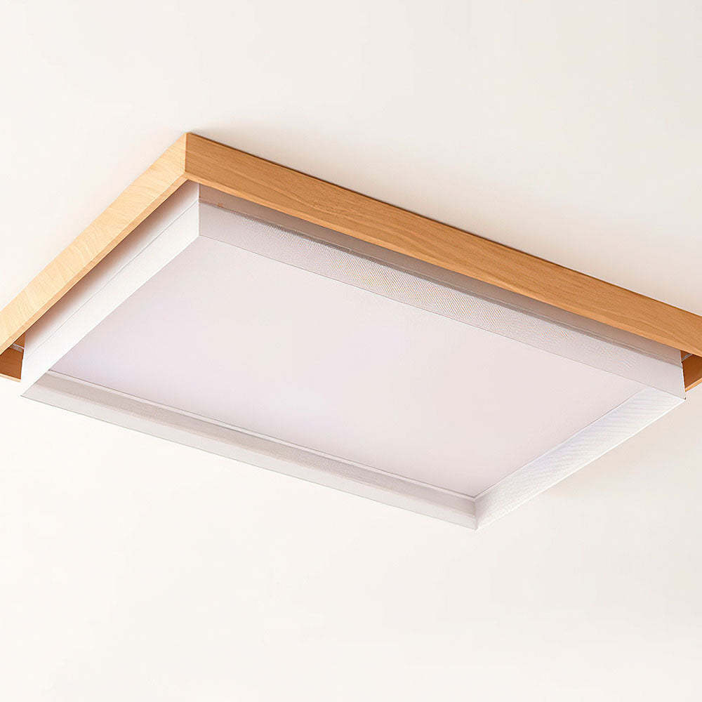 Retro Wood Square LED Living Room Ceiling Light -Homdiy