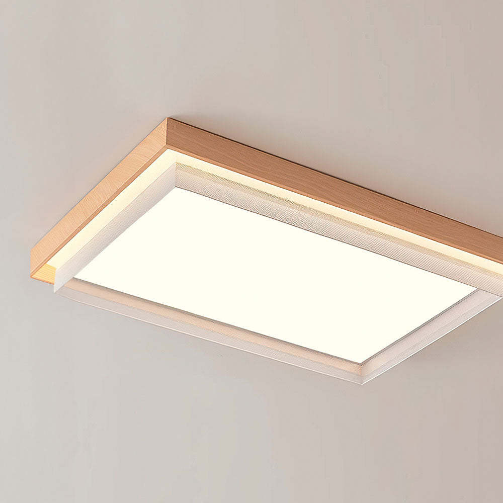 Retro Wood Square LED Living Room Ceiling Light -Homdiy