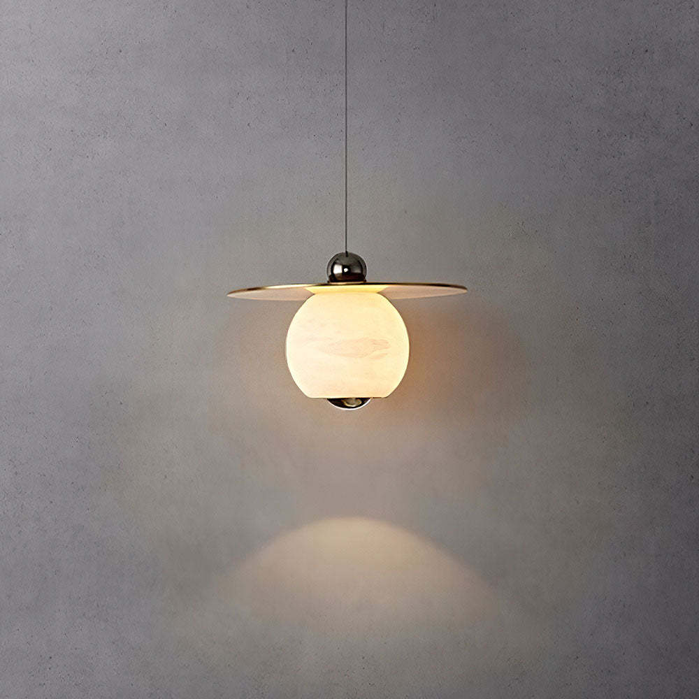 Vintage Gold Round Alabaster Pendant Lights -Homdiy