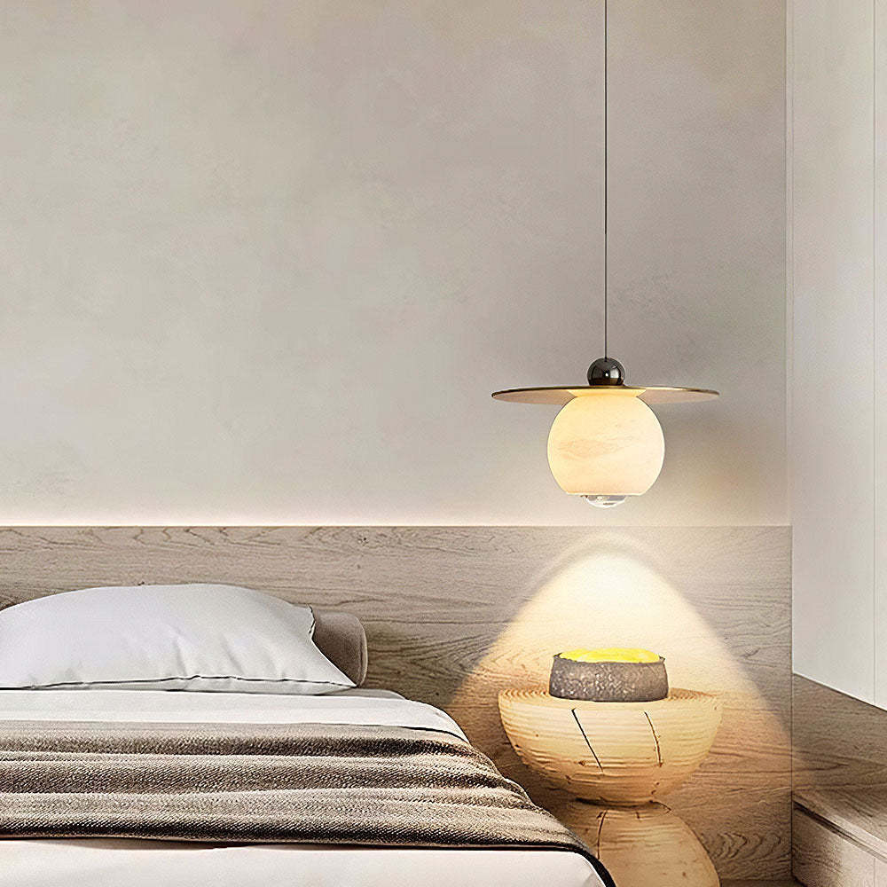 Vintage Gold Round Alabaster Pendant Lights -Homdiy