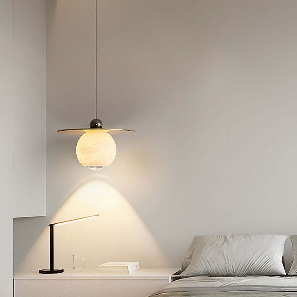 Vintage Gold Round Alabaster Pendant Lights -Homdiy