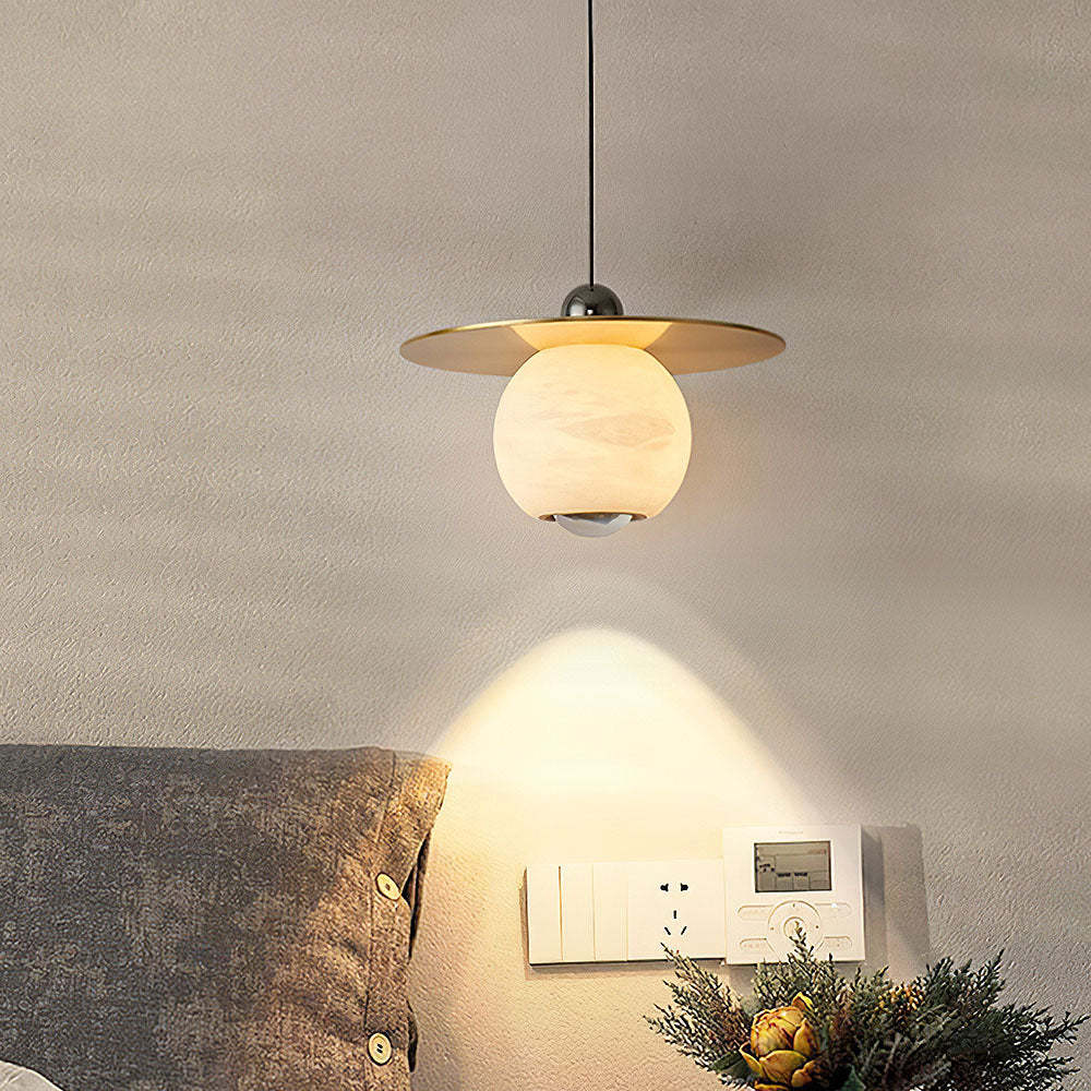 Vintage Gold Round Alabaster Pendant Lights -Homdiy