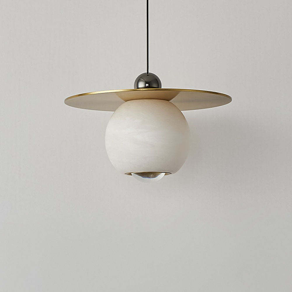 Vintage Gold Round Alabaster Pendant Lights -Homdiy