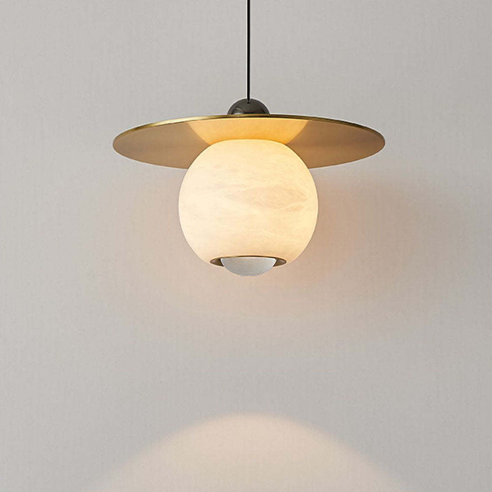 Vintage Gold Round Alabaster Pendant Lights -Homdiy