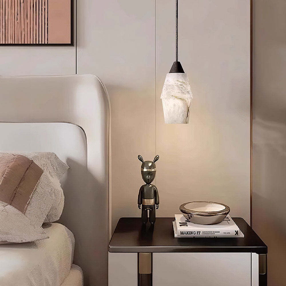 Natural White Mini Marble Alabaster Pendant Lights -Homdiy