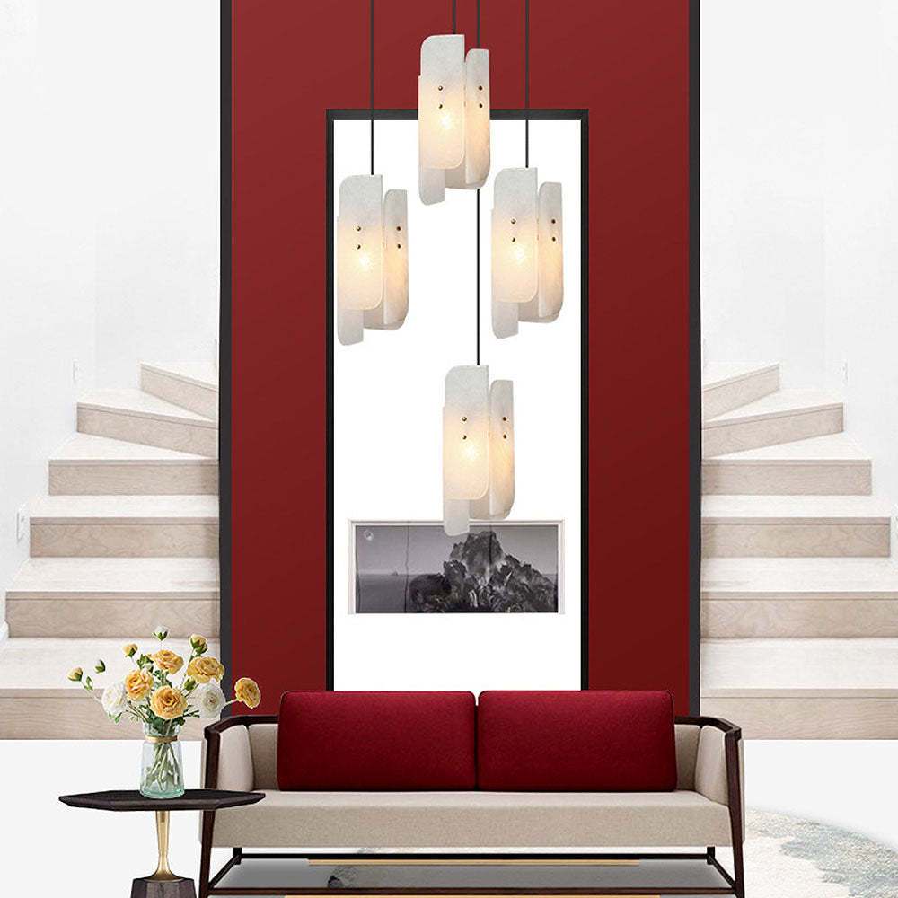 Scandinavian Multiple Pieces White Alabaster Pendant Lights -Homdiy