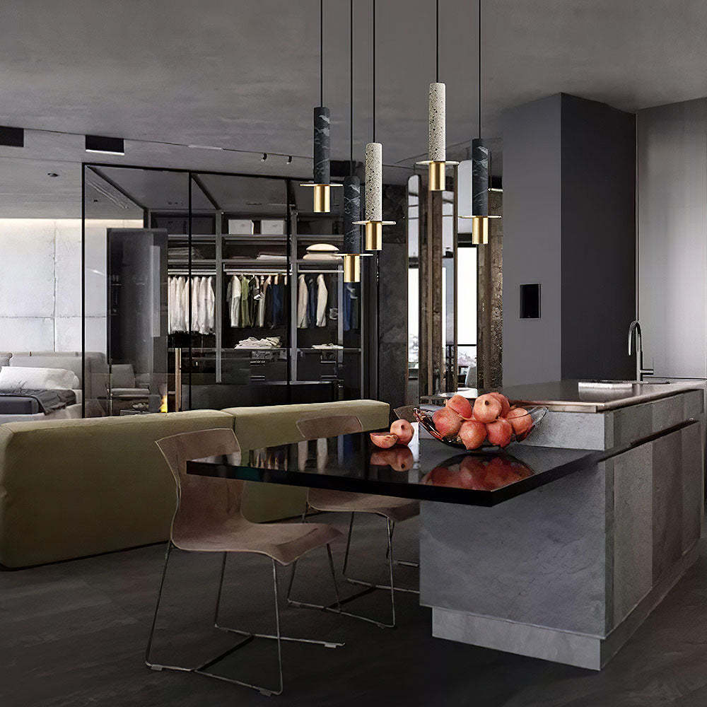 Industrial Minimalist Column Alabaster Pendant Lights -Homdiy