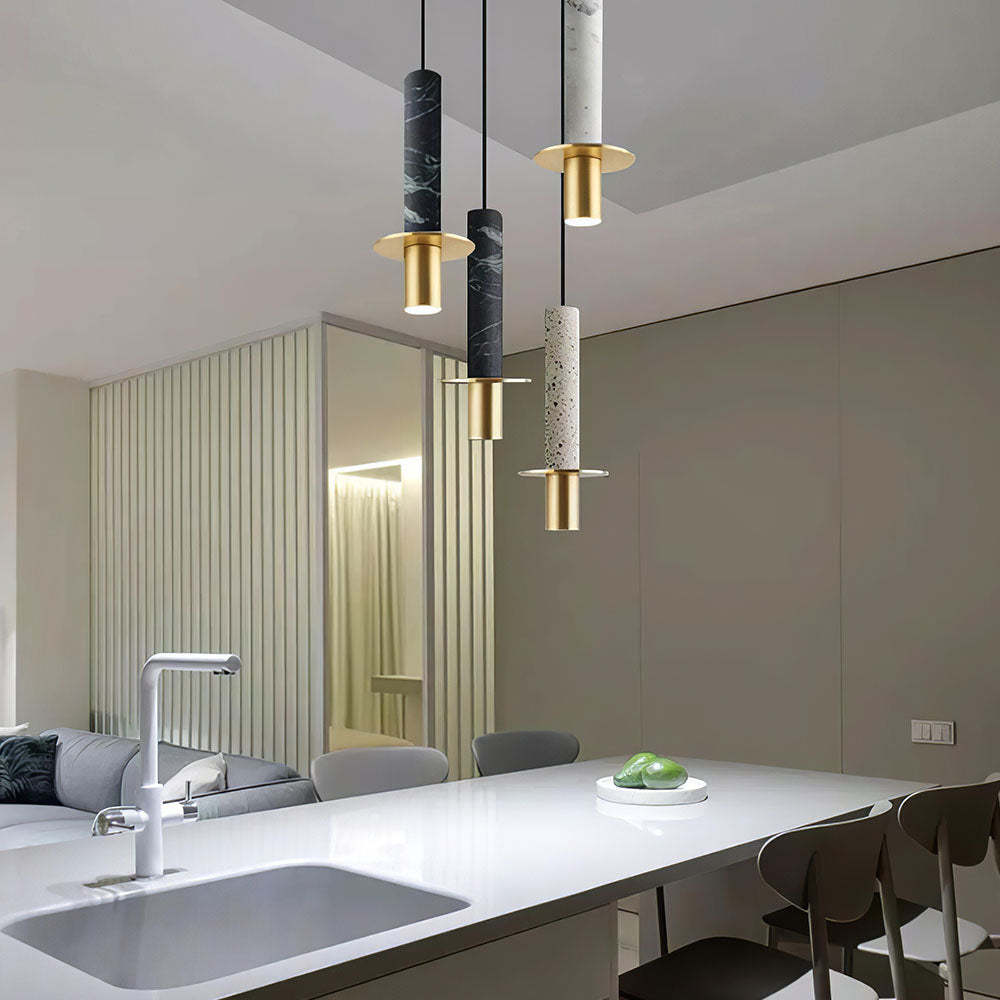 Industrial Minimalist Column Alabaster Pendant Lights -Homdiy