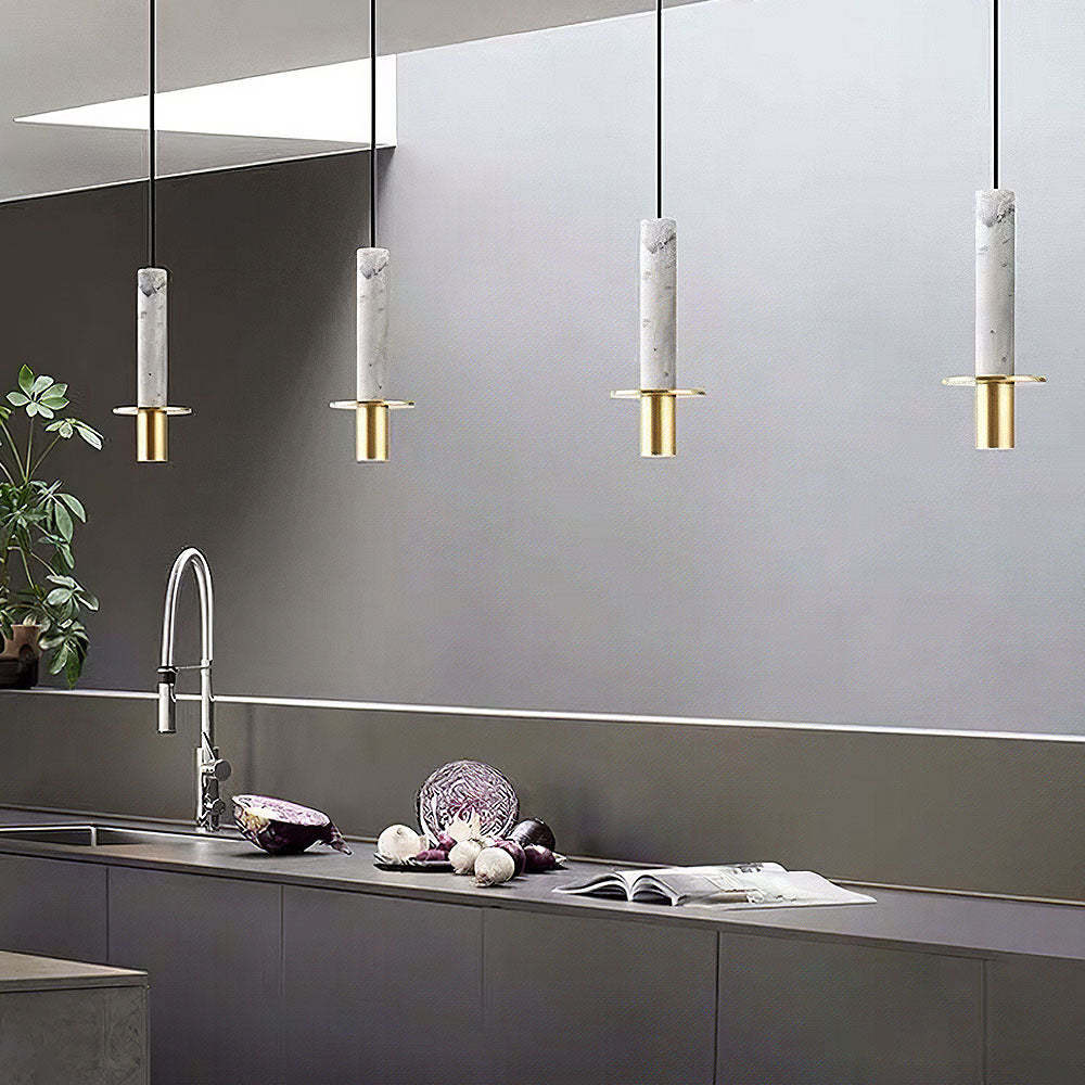 Industrial Minimalist Column Alabaster Pendant Lights -Homdiy