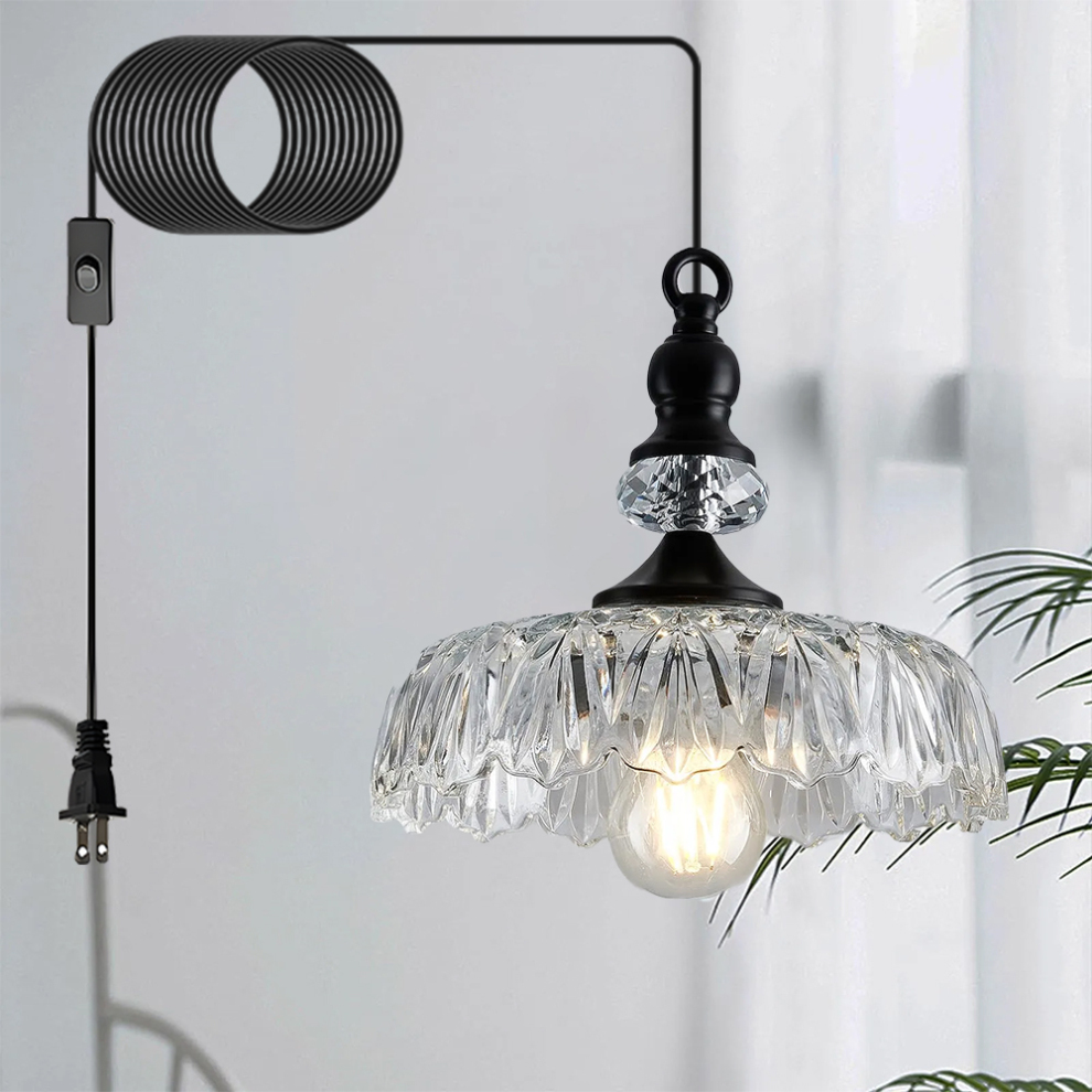 Homdiy Pendant Light MidCentury Plugin Glass Kitchen Island Pendant