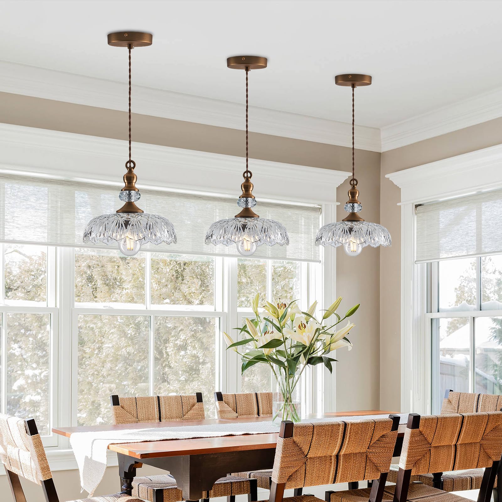Mid-Century Mini Kitchen Island Glass Pendant Light -Homdiy