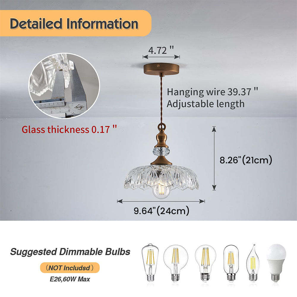 Mid-Century Mini Kitchen Island Glass Pendant Light -Homdiy