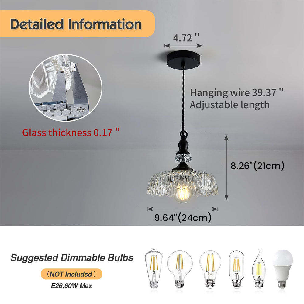 Mid-Century Mini Kitchen Island Glass Pendant Light -Homdiy