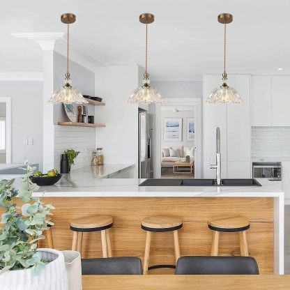 Homdiy Retro Glass Pendant Light Clear Luxury Blossom Pendant