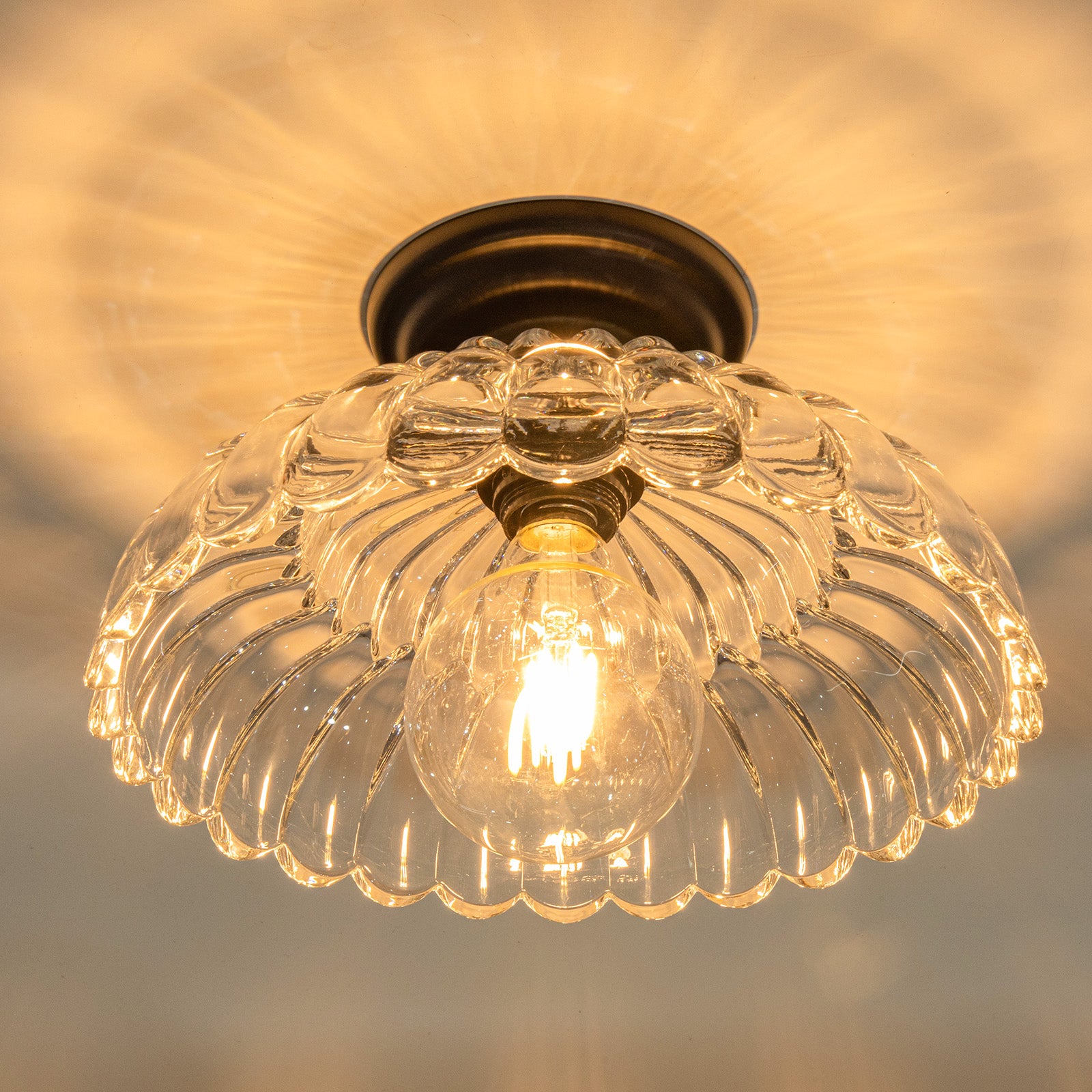 Elegance Scalloped Clear Glass Ceiling Light -Homdiy