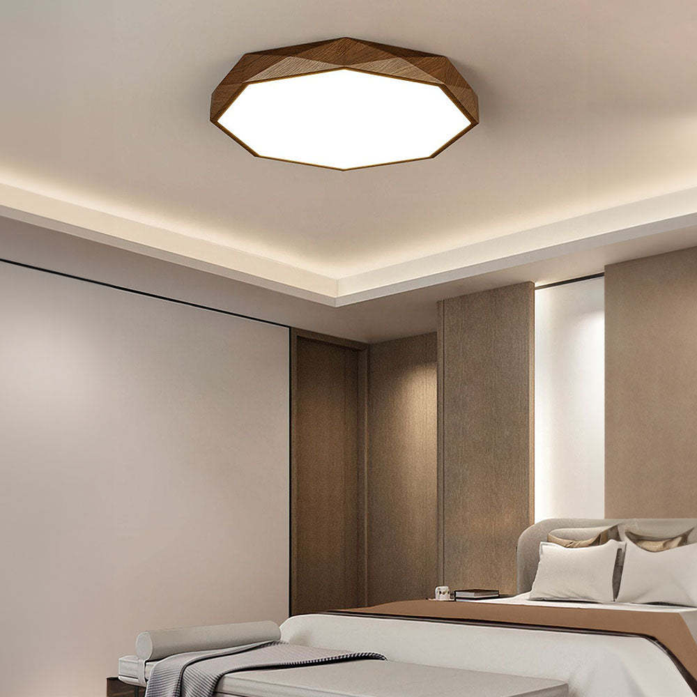 Natural Wood Color Octagon LED Ceiling Light -Homdiy