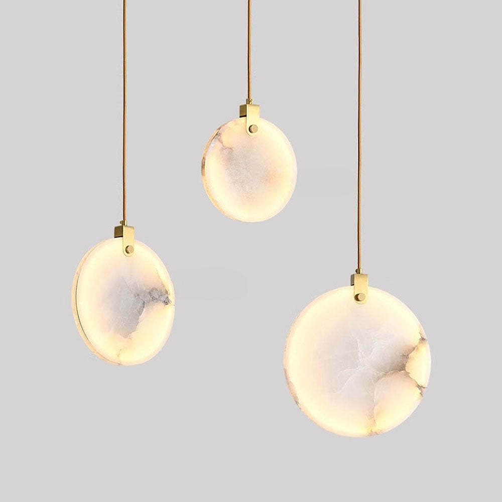 Simple Round LED Alabaster Pendant Lights -Homdiy