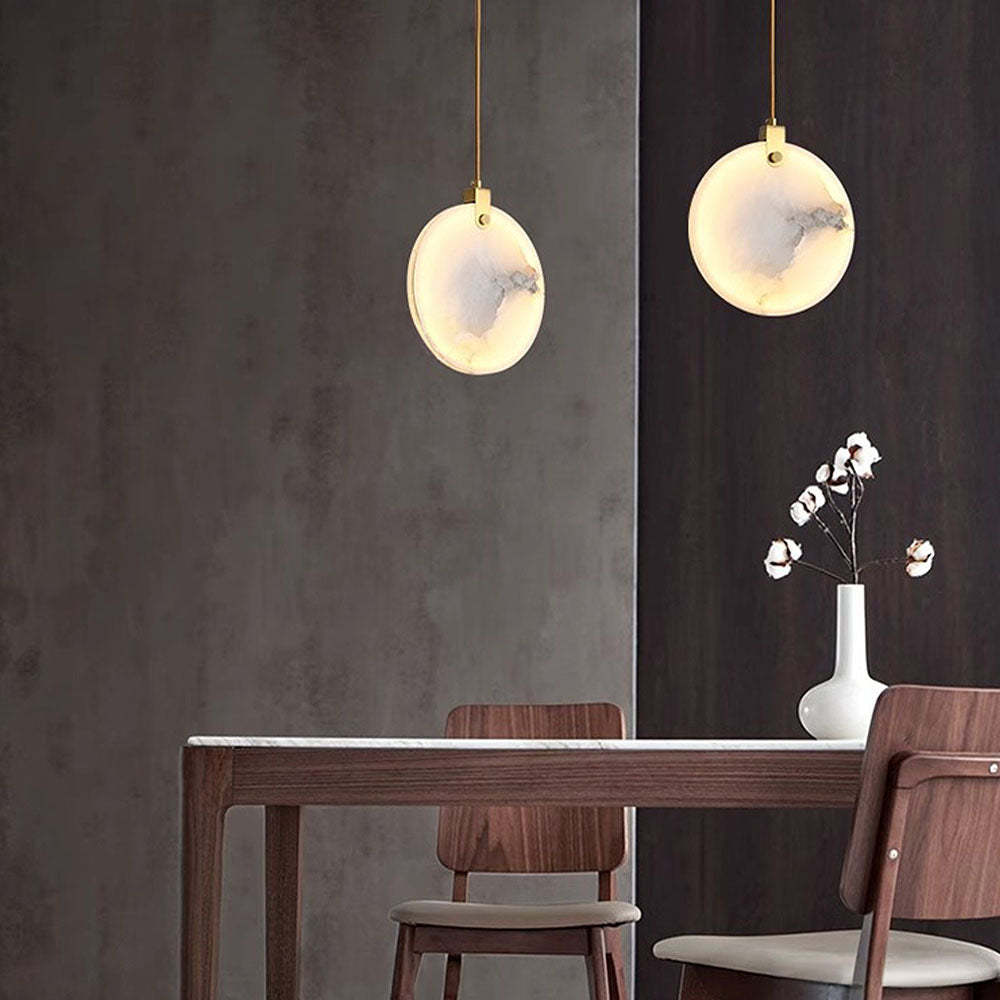 Simple Round LED Alabaster Pendant Lights -Homdiy