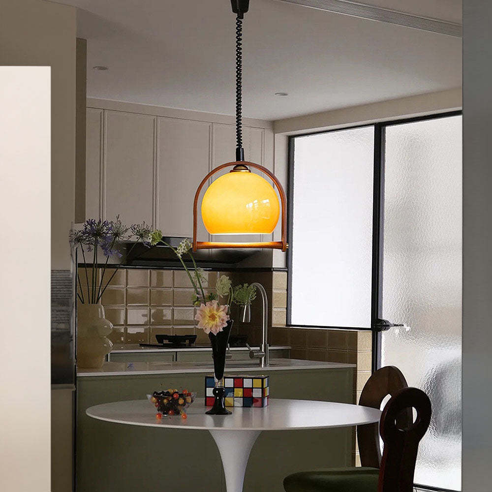 Vintage Bauhaus Orange Wood Pendant Lights -Homdiy
