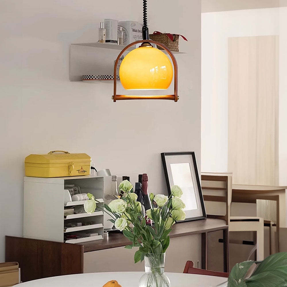 Vintage Bauhaus Orange Wood Pendant Lights -Homdiy