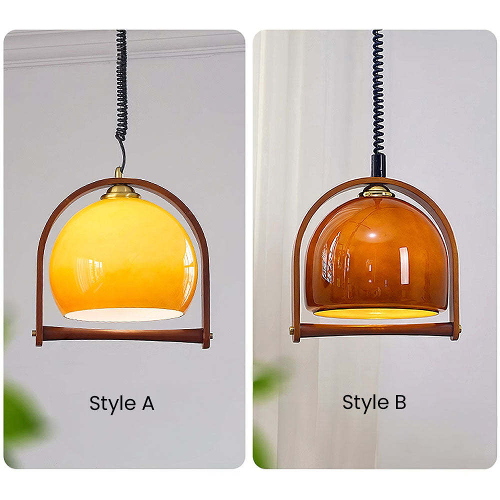 Vintage Bauhaus Orange Wood Pendant Lights -Homdiy
