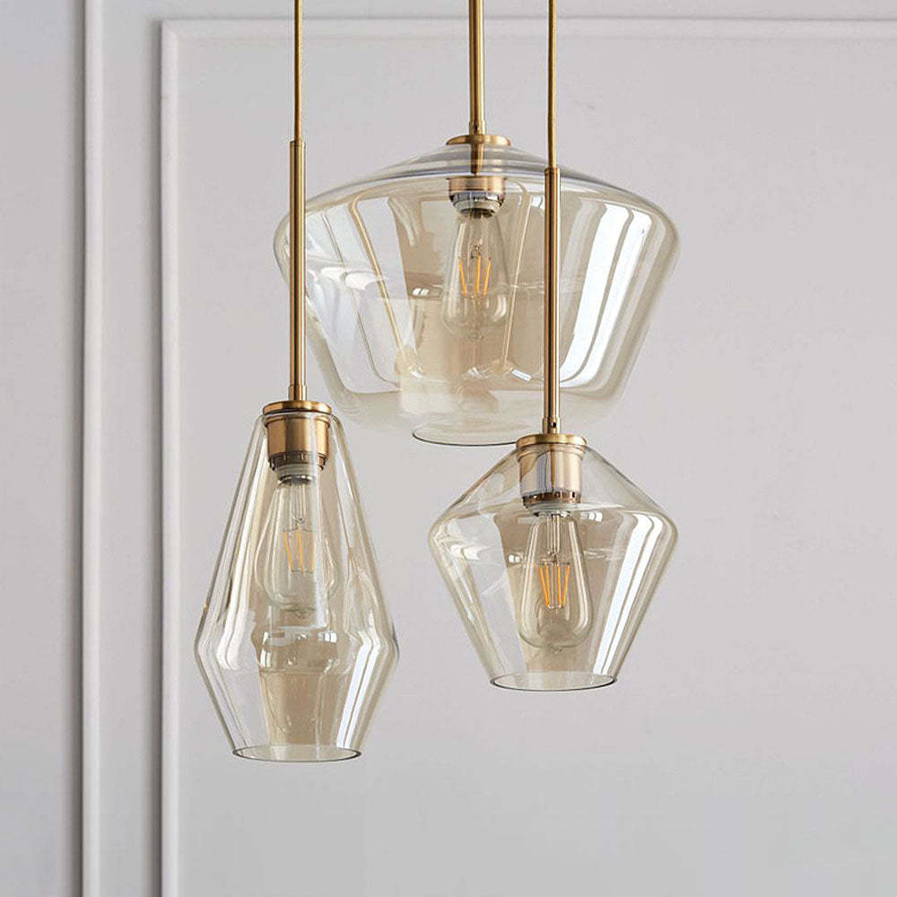 Industrial Clear Glass Shade Rod Pendant Light -Homdiy