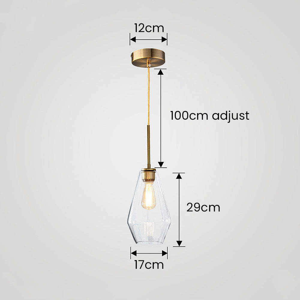 Industrial Clear Glass Shade Rod Pendant Light -Homdiy