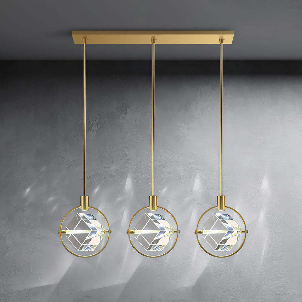 Luxury Crystal Cube Bedside Rod Pendant Light -Homdiy