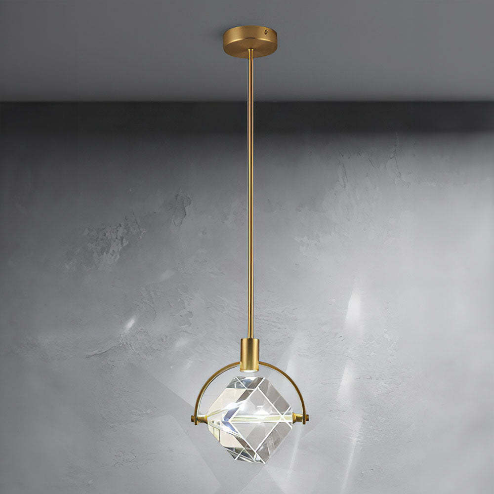 Luxury Crystal Cube Bedside Rod Pendant Light -Homdiy
