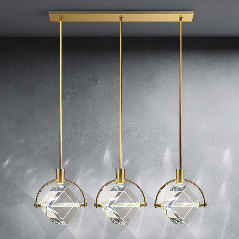 Luxury Crystal Cube Bedside Rod Pendant Light -Homdiy