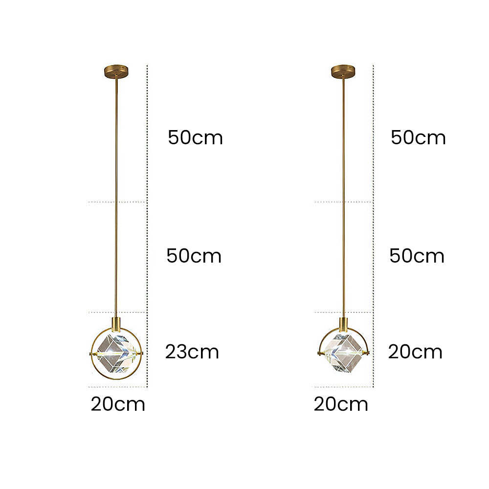 Luxury Crystal Cube Bedside Rod Pendant Light -Homdiy