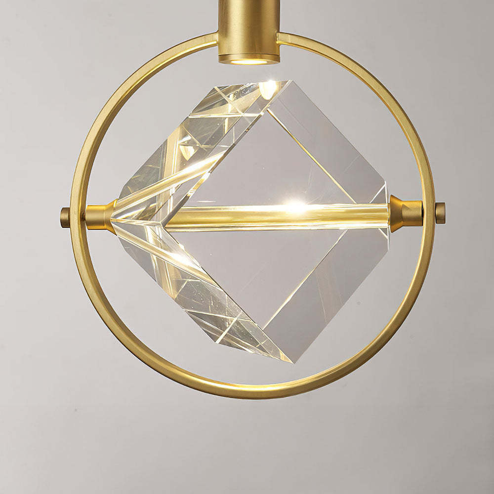 Luxury Crystal Cube Bedside Rod Pendant Light -Homdiy
