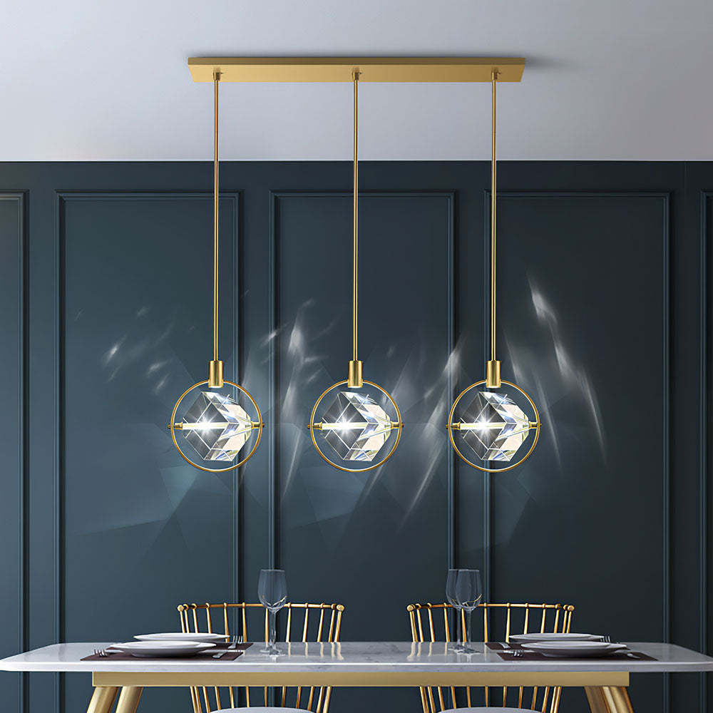 Luxury Crystal Cube Bedside Rod Pendant Light -Homdiy