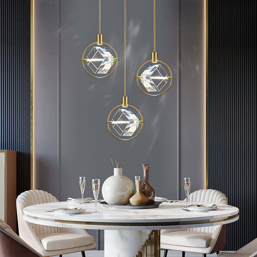 Luxury Crystal Cube Bedside Rod Pendant Light -Homdiy