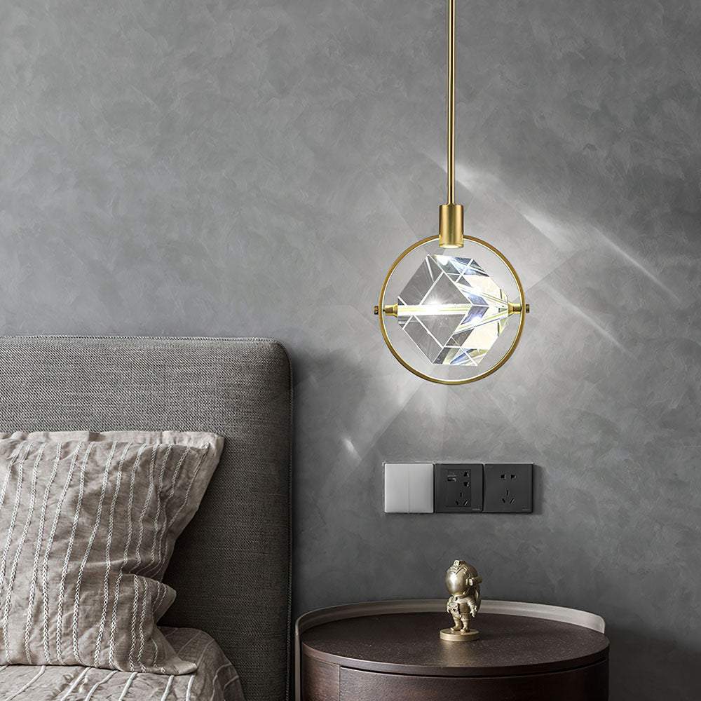 Luxury Crystal Cube Bedside Rod Pendant Light -Homdiy