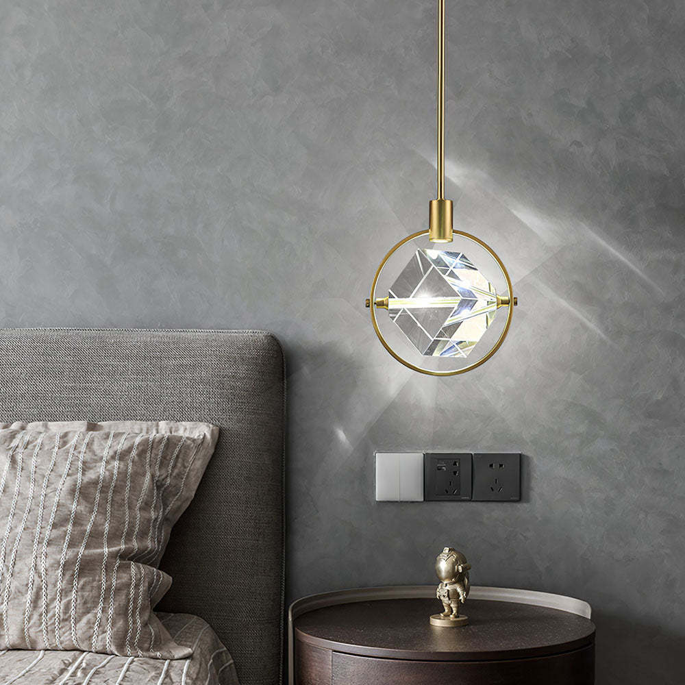 Luxury Crystal Cube Bedside Rod Pendant Light -Homdiy