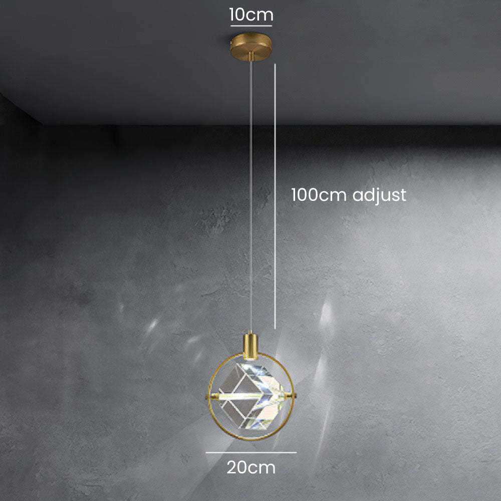 Luxury Crystal Cube Bedside Rod Pendant Light -Homdiy