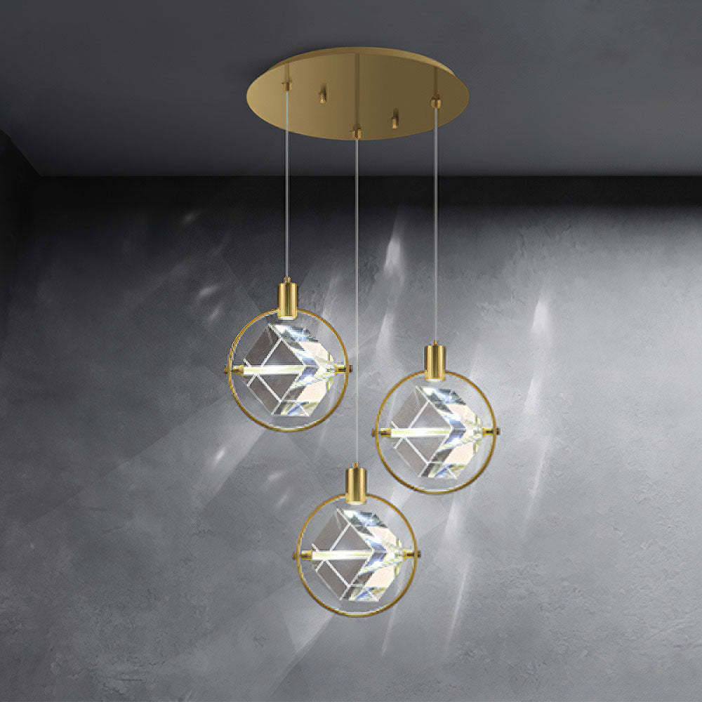 Luxury Crystal Cube Bedside Rod Pendant Light -Homdiy