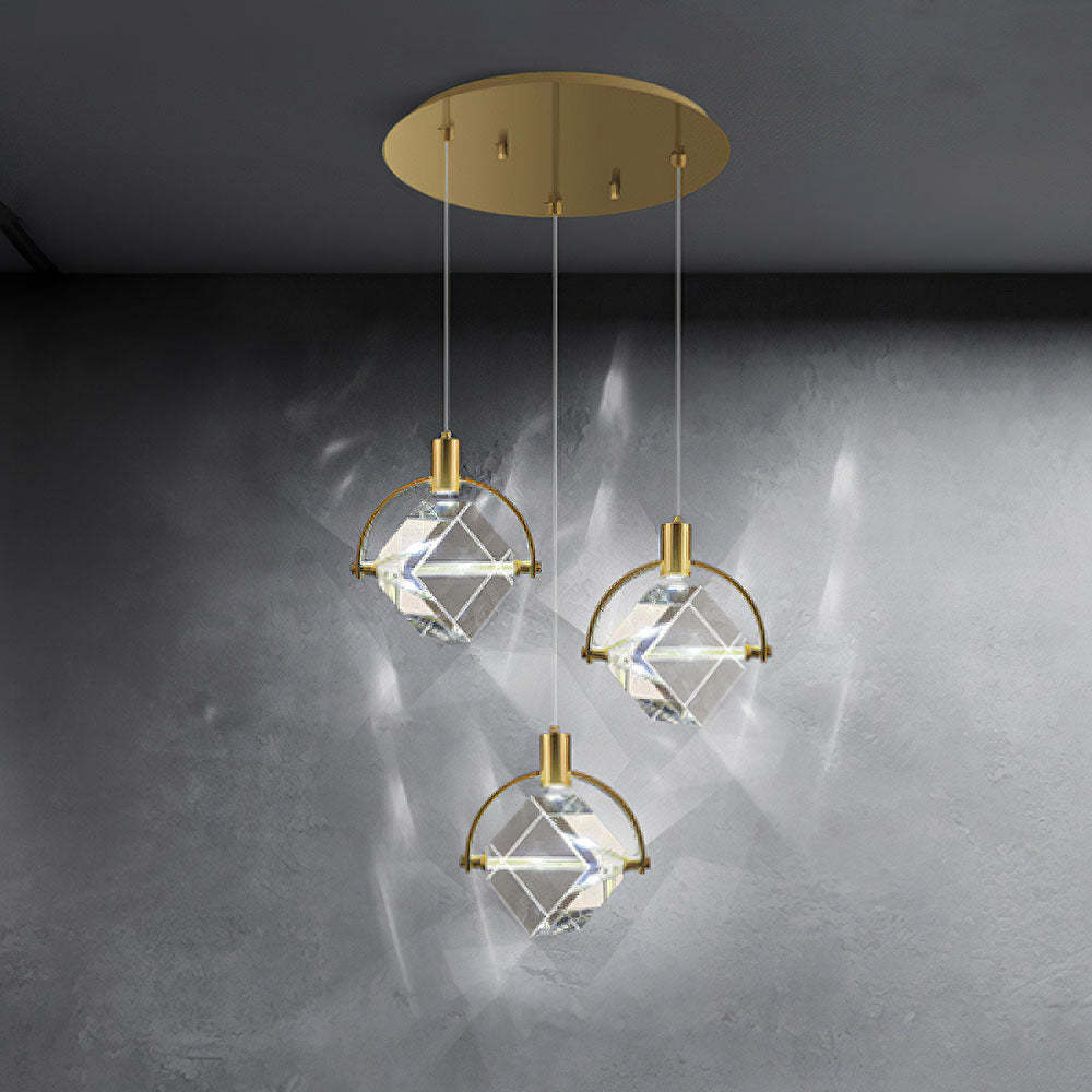 Luxury Crystal Cube Bedside Rod Pendant Light -Homdiy