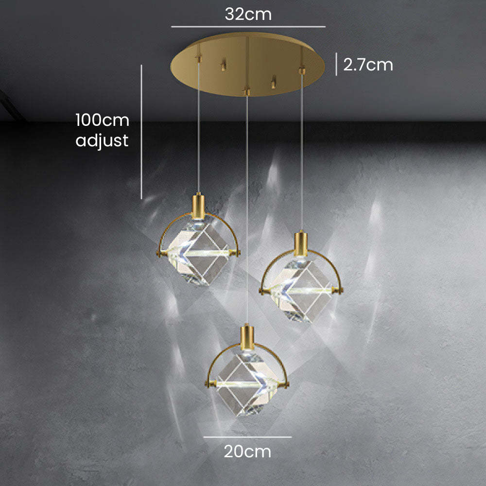 Luxury Crystal Cube Bedside Rod Pendant Light -Homdiy