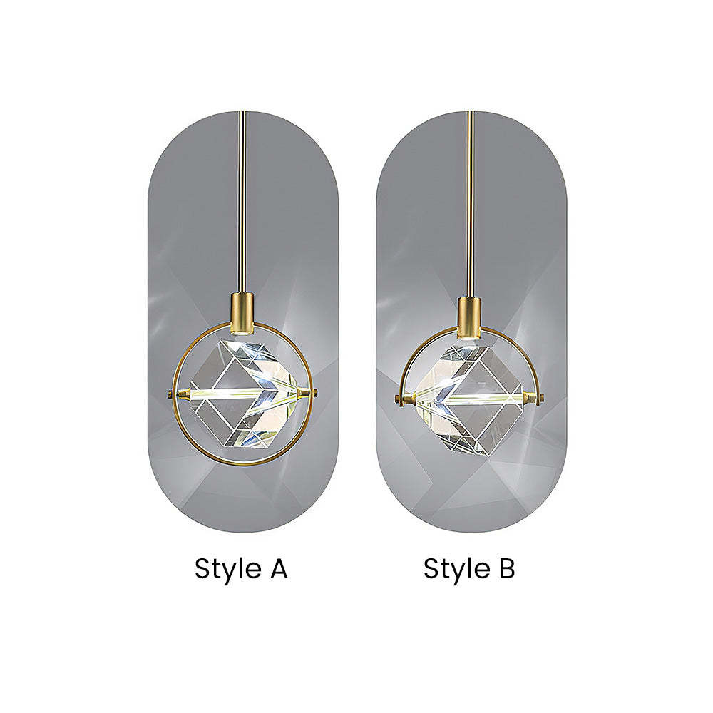 Luxury Crystal Cube Bedside Rod Pendant Light -Homdiy