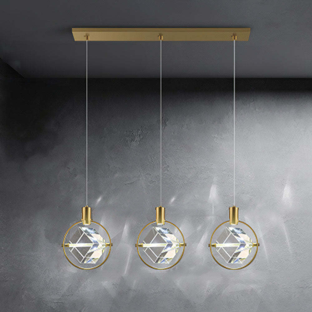 Luxury Crystal Cube Bedside Rod Pendant Light -Homdiy