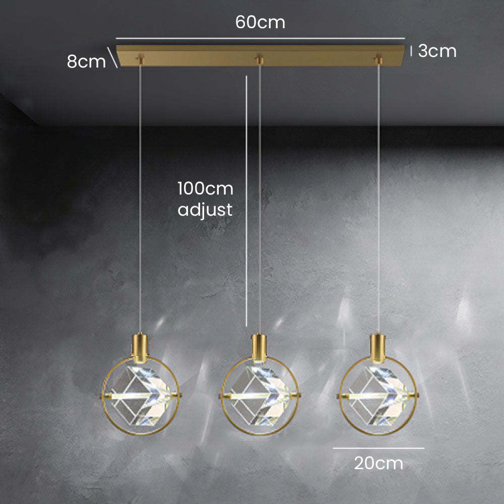 Luxury Crystal Cube Bedside Rod Pendant Light -Homdiy