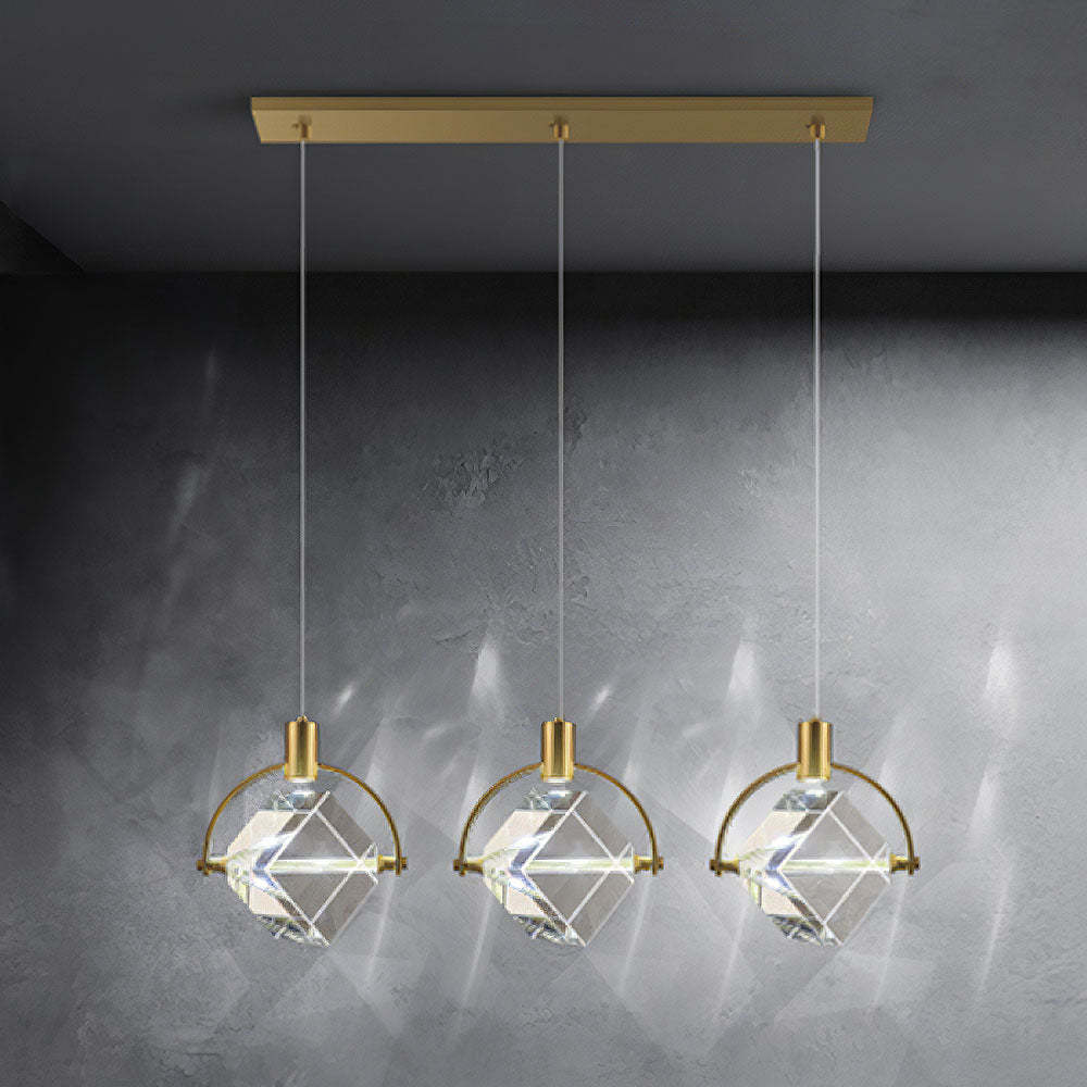 Luxury Crystal Cube Bedside Rod Pendant Light -Homdiy